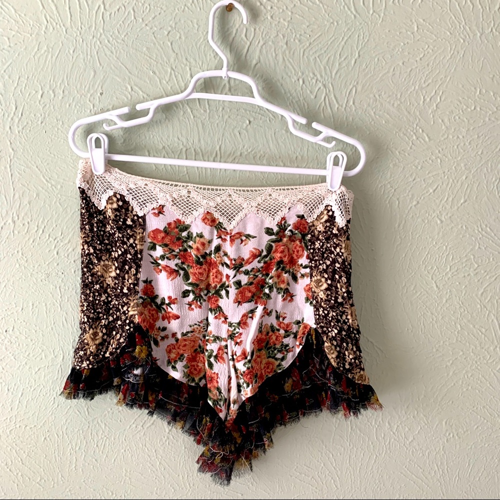 Free People Floral, Lace, Crochet Shorts